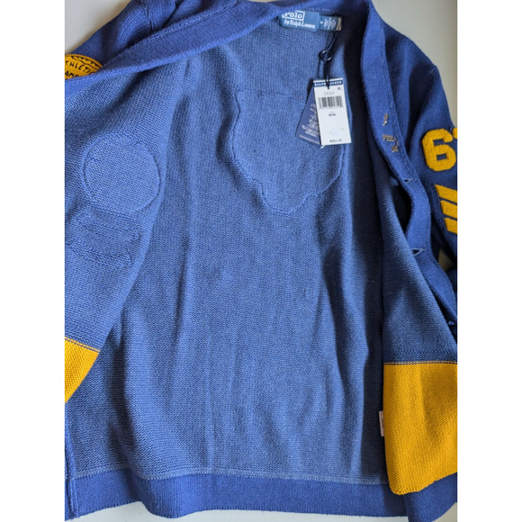 NWT Polo Ralph Lauren Varsity-Inspired Patch Tiger Cardigan Sz M Royal #9M505 - Picture 10 of 15